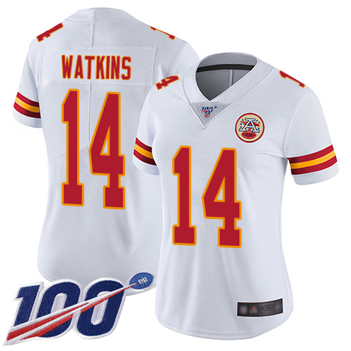 Women Kansas City Chiefs #14 Watkins Sammy White Vapor Untouchable Limited Player 100th Season Football Nike NFL Jersey->youth nfl jersey->Youth Jersey